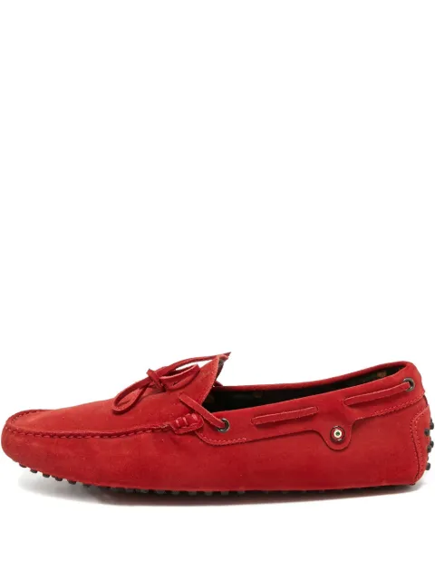 Tod's Vintage calf suede tie slip-ons Red 1172048