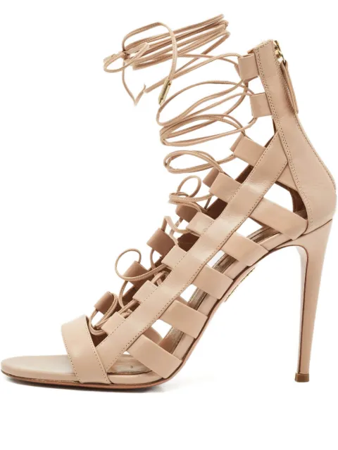 Aquazzura Amazon lace-up zip sandals Neutrals 1167294