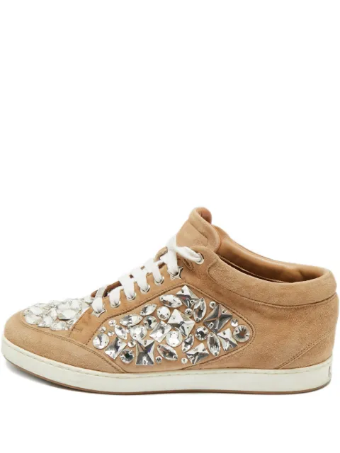 Jimmy Choo Pre-Owned crystal embellished calf suede sneakers Neutrals 1198833