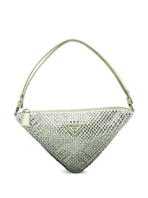 Prada Pre-Owned triangular crystal shoulder bag Green 1201050