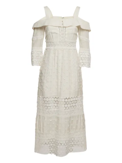 Self-Portrait lace-details midi dress White 1195665