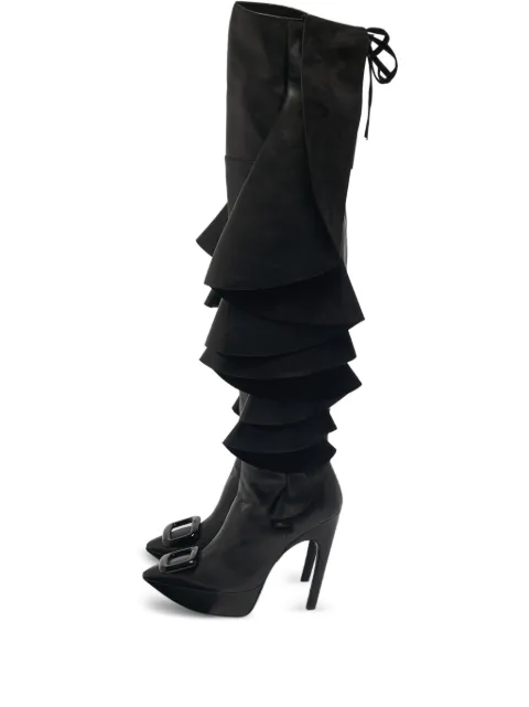 Roger Vivier Viv' Choc Rouches Cuissards leather boots Black 1224419