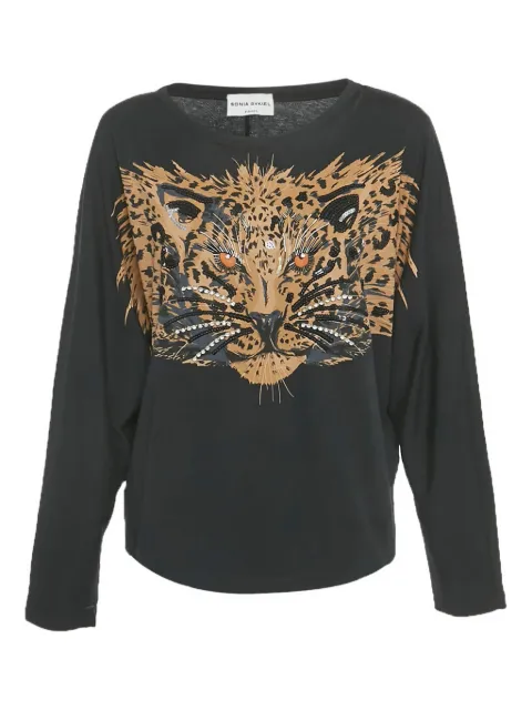 Sonia Rykiel Pre-Owned tiger-print beaded top Black 1219222