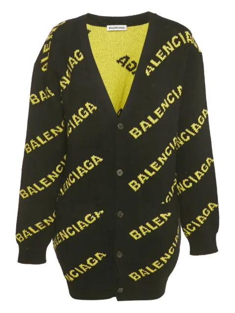 Balenciaga Pre-Owned Buttoned logo-pattern knit top Black 1194750