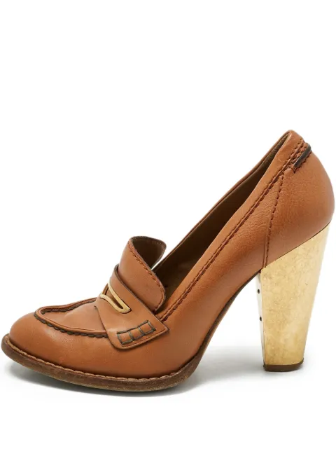 Dolce & Gabbana Pre-Owned leather metallic-heel loafers Brown 1206477