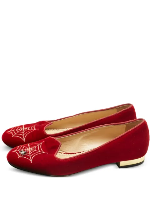 Charlotte Olympia Spider velvet ballerinas Red 1215481
