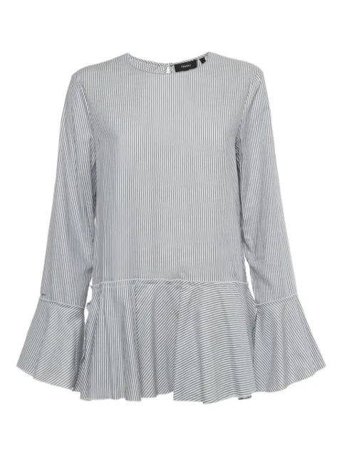 Theory striped-pattern long-sleeve top White 1198793
