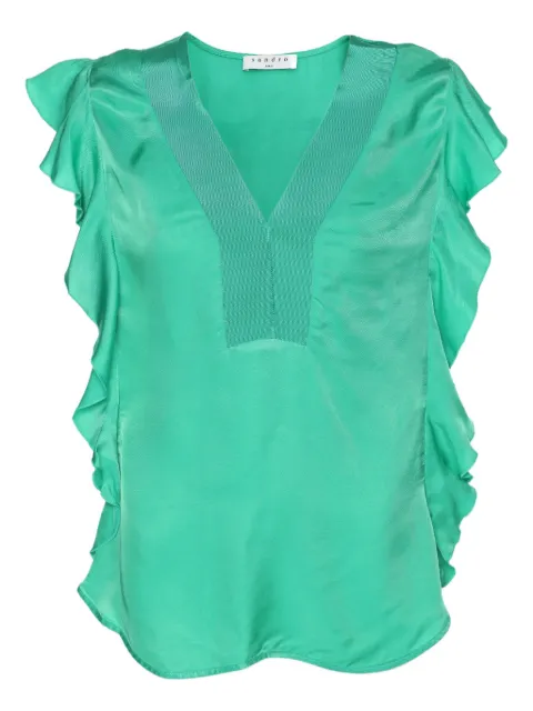 SANDRO ruffled crepe top Green 1163725
