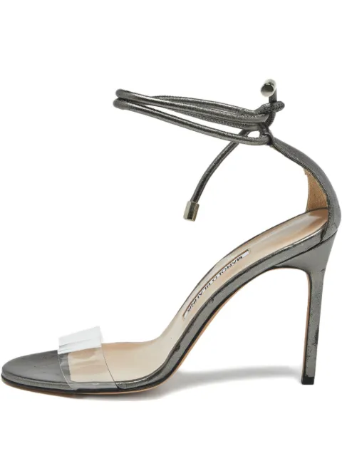Manolo Blahnik Estro ankle-strap leather sandals Grey 1187161