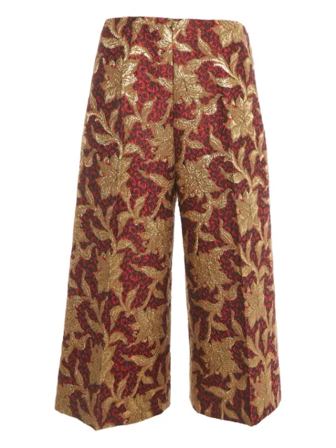 Gucci Pre-Owned floral-jacquard wide-leg trousers Red 1200367