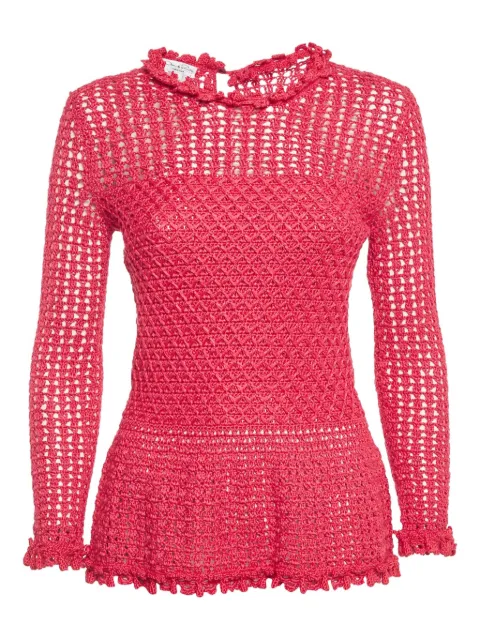 Oscar de la Renta Pre-Owned crochet sheer top Pink 1188094