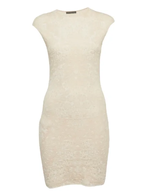 Alexander McQueen Pre-Owned jacquard-knit cap-sleeve dress Neutrals 1189891