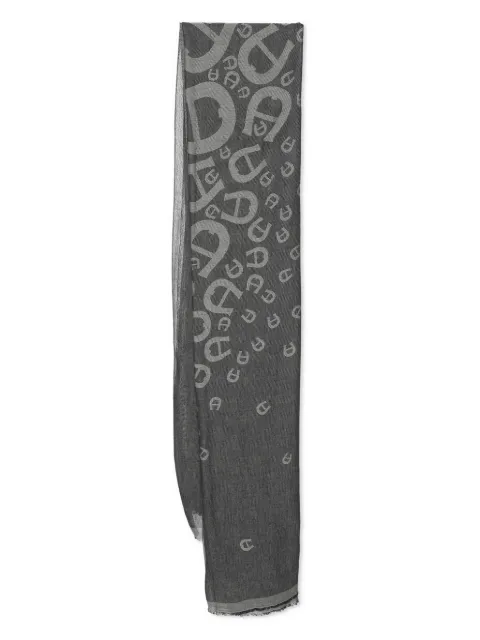 Aigner Vintage logo-print fringed scarf Grey 1139067