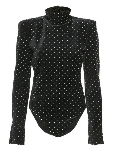 Saint Laurent Pre-Owned velvet crystal bodysuit Black 1205111