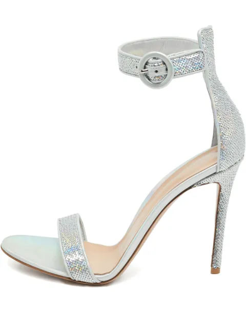 Gianvito Rossi Portofino sequin ankle-strap sandals Silver 1216930