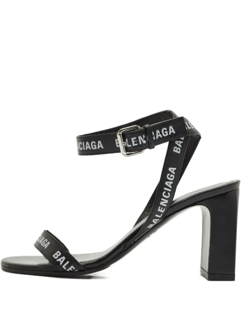 Balenciaga Pre-Owned logo-print ankle-strap sandals Black 1177221