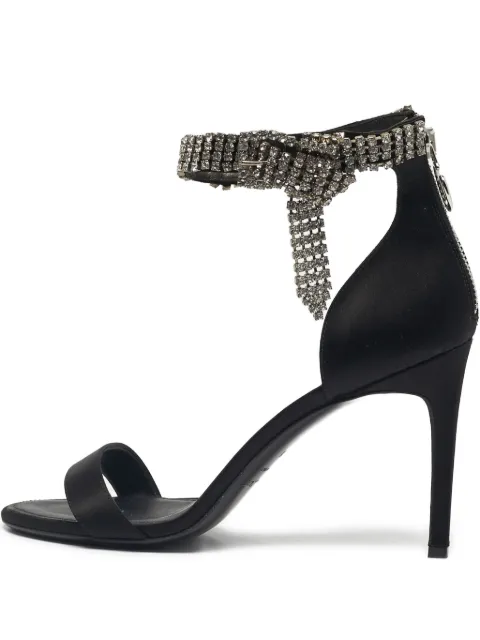 Oscar de la Renta Pre-Owned crystal-embellished ankle-strap sandals Black 1233735