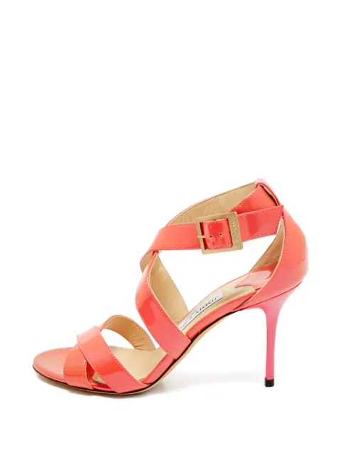 Jimmy Choo Pre-Owned Lottie patent-leather heeled sandals Orange 1173681