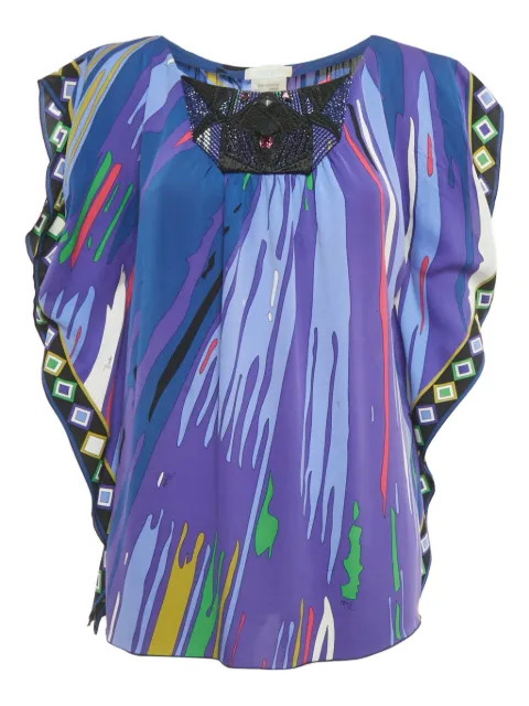 PUCCI Pre-Owned Kaftan silk top Blue 1233677