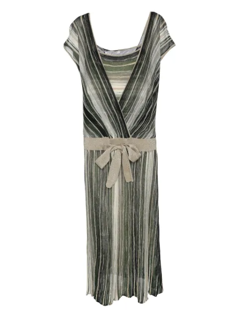 Marina Rinaldi striped-pattern midi dress Green 1183932