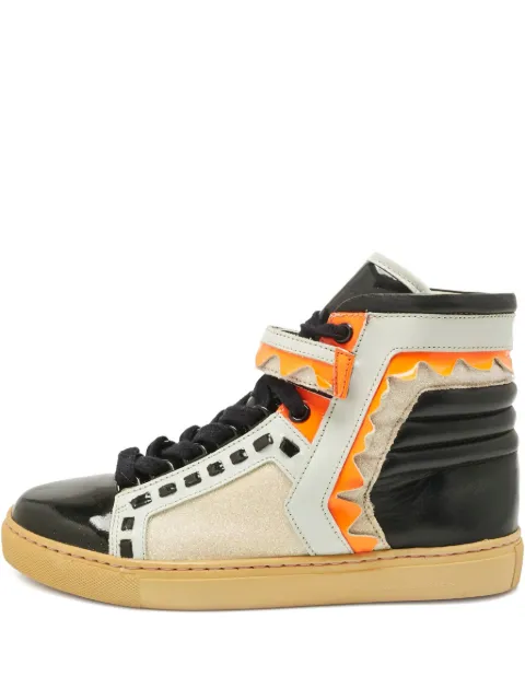 Sophia Webster zigzag-detail leather high tops sneakers Black 1234199