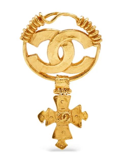 CHANEL Pre-Owned pendant cross brooch Gold 1180381