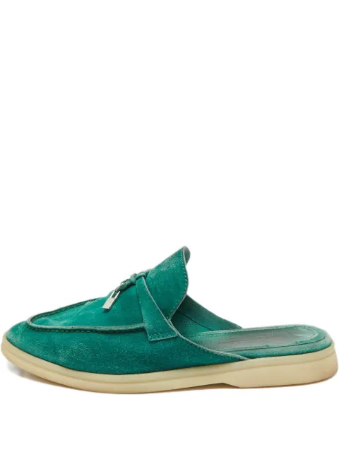 Loro Piana Pre-Owned Suede charms mules Green 1204078