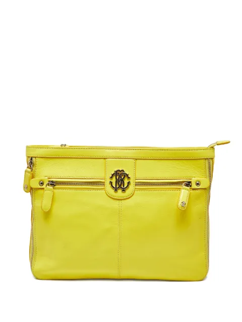 Roberto Cavalli Vintage RC logo-plaque leather clutch bag Yellow 1236071