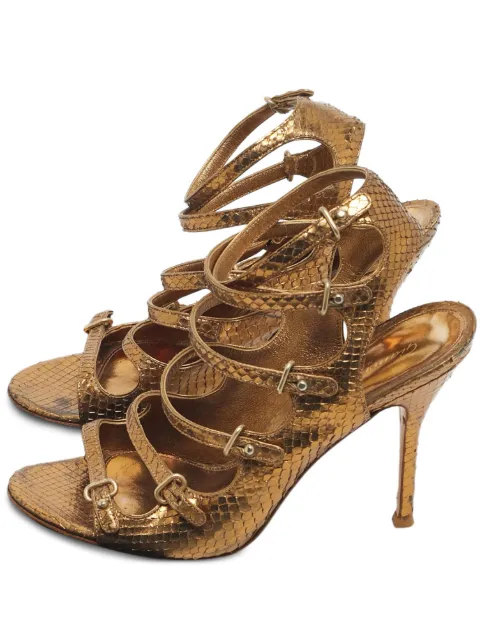 Gianvito Rossi snakeskin straps sandals Gold 1186111