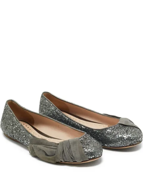 Miu Miu Pre-Owned glitter ballerina shoes Grey 1215017