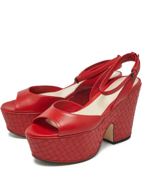 Bottega Veneta Pre-Owned Intrecciato woven platform sandals Red 1234603