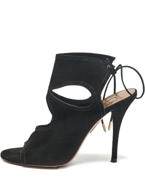 Aquazzura cut-out suede sandals 37.5 Black 1169266