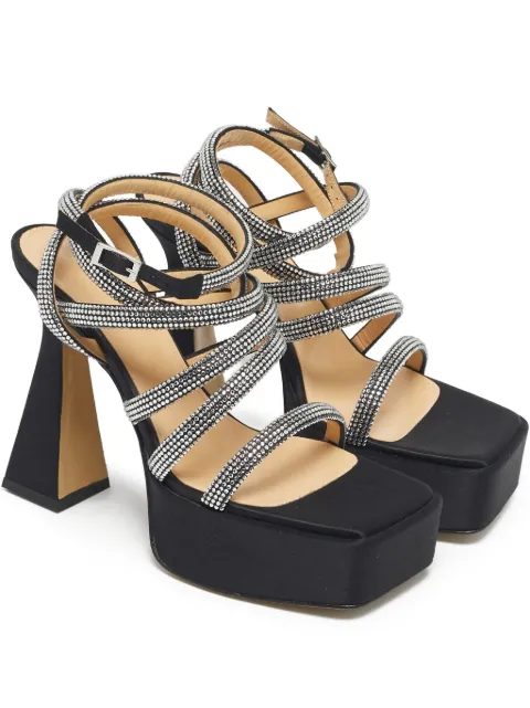 MACH & MACH Sydney platform satin sandals Black 1219685