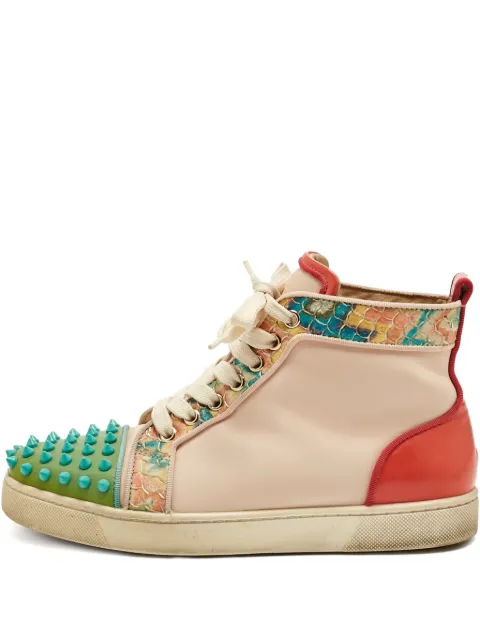 Christian Louboutin Pre-Owned 37.5 Louis spikes leather sneaker Neutrals 1223032