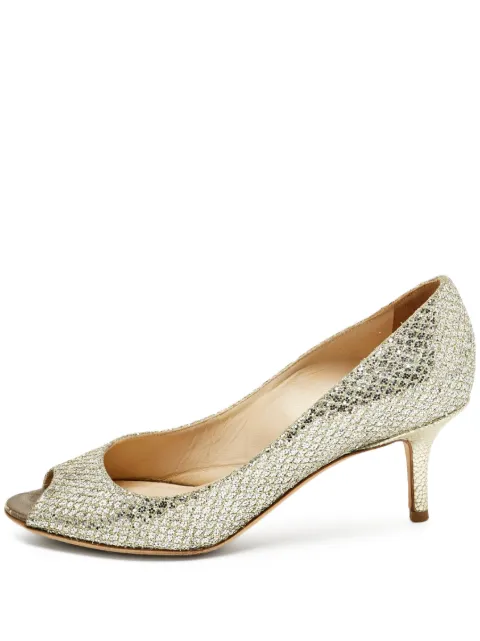 Jimmy Choo Pre-Owned Glitter peep-toe pumps Silver 1212801