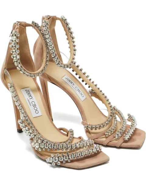 Jimmy Choo Pre-Owned Josefine crystal-embellished heels Neutrals 1207640