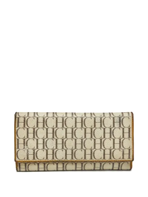Carolina Herrera Vintage monogram coated canvas trifold wallet Neutrals 1192948
