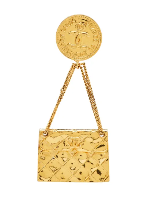 CHANEL Pre-Owned flap-bag-motif brooch Gold 1180353