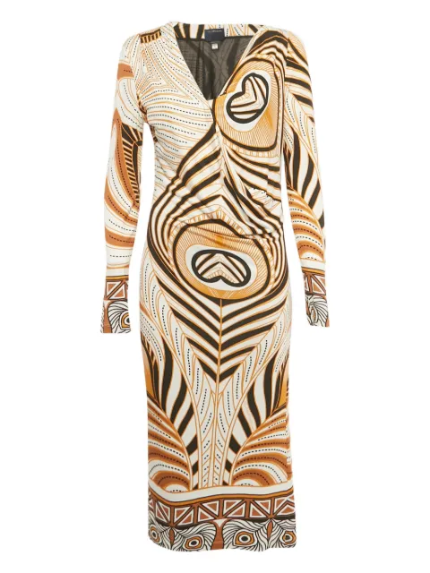 Cavalli Class printed long-sleeve dress White 1226174