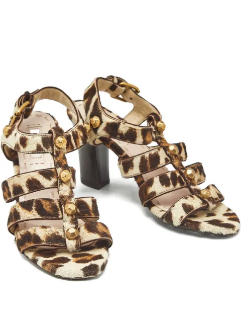 Miu Miu Pre-Owned studded-detail open-toe sandals Brown 1229376