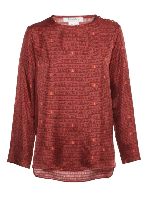 Max Mara long-sleeve crew-neck overall-print top Red 1225064