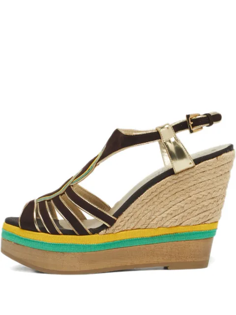 Loriblu suede cut-out wedge sandals Brown 1231371