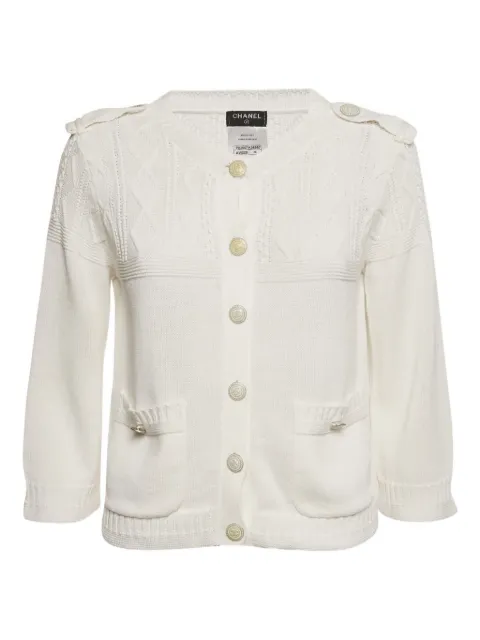 CHANEL Pre-Owned button-embellishment cardigan White 1195615