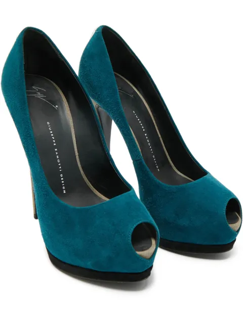 Giuseppe Zanotti Vintage suede platform peep-toe pumps Blue 1179145