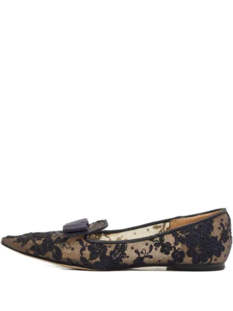 Jimmy Choo Pre-Owned Gala lace bow shoes Black 1183607