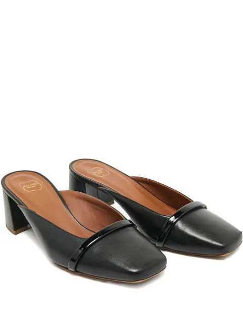 Malone Souliers square-toe leather mules Black 1178726