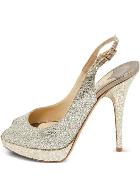 Jimmy Choo Pre-Owned glittered peep-toe pumps Gold 1211876
