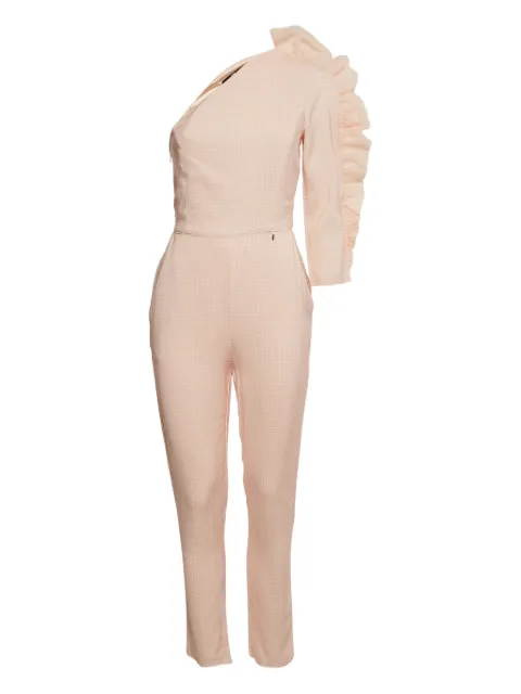 Elisabetta Franchi gingham ruffle one-shoulder jumpsuit Pink 1195032