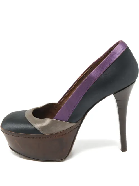 Marni Pre-Owned platform satin pumps Black 1193647