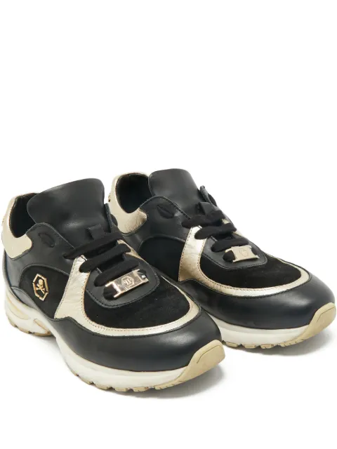 Philipp Plein skull-motif leather low-top sneakers Black 1167248
